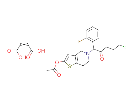 2-acetoxy-5-[5-chIoro-1-(2-fluorophenyl)pentyl]-4,5,6,7-tetrahydro-4H-thieno[3,2-c] pyridine maleate