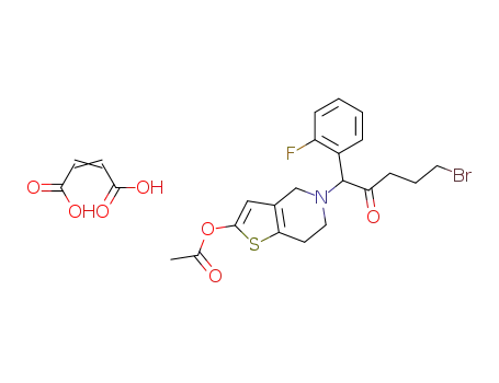 2-acetoxy-5-[5-bromo-1-(2-fluorophenyl)pentyl]-4,5,6,7-tetrahydro-4H-thieno[3,2-c] pyridine maleate