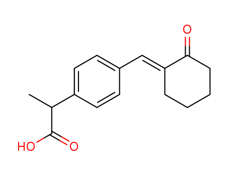 69956-77-0,Pelubiprofen,Benzeneaceticacid, a-methyl-4-[(2-oxocyclohexylidene)methyl]-,(E)-; (?à)-p-[[(E)-2-Oxocyclohexylidene]methyl]hdratropicacid; CS 670; Pelubiprofen; RS 2131