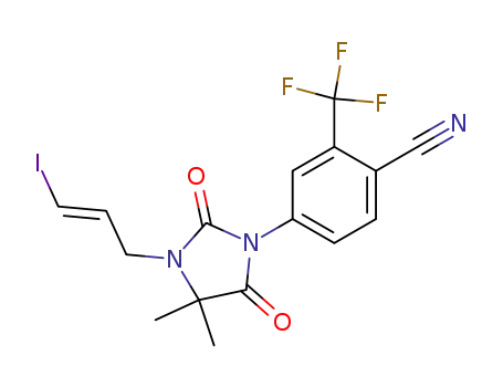 (E)-4-[4,4-dimethyl-2,5-dioxo-3-{1'-iodo-1'-propen-3'-yl}-1-imidazolidinyl]-2-trifluoromethylbenzonitrile