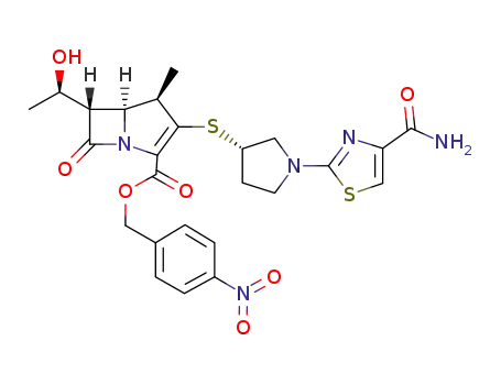 p-nitrobenzyl (1R,5S,6S)-2-[(3S)-1-(4-carbamoyl-1,3-thiazol-2-yl)pyrrolidin-3-yl]thio-6-[(R)-1-hydroxyethyl]-1-methylcarbapen-2-em-3-carboxylate