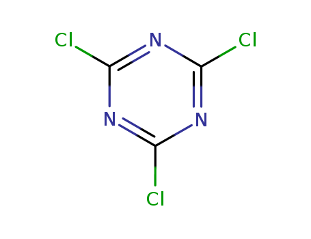 108-77-0,Cyanuric chloride,s-Triazine,2,4,6-trichloro- (8Cl);1,3,5-Trichloro-2,4,6-triazine;1,3,5-Trichlorotriazine;2,4,6-Trichloro-1,3,5-triazine;2,4,6-Trichloro-s-triazine;2,4,6-Trichloro-sym-triazine;2,4,6-Trichlorotriazine;Cyanur chloride;Cyanuric trichloride;Cyanuryl chloride;Isocyanurictrichloride;NSC 3512;Solgel W 08;Trichloro-s-triazine;Trichlorocyanidine;Zorugeru W 08;s-Triazine trichloride;