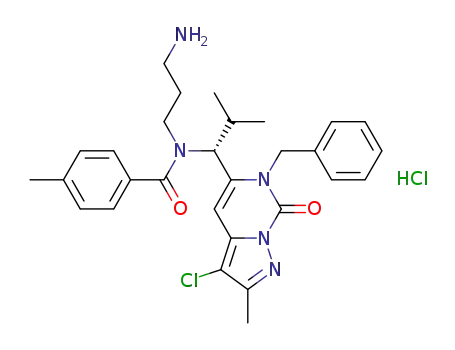 (+)-N-(3-amino-propyl)-N-[(R)-1-(6-benzyl-3-chloro-2-methyl-7-oxo-6,7-dihydro-pyrazolo[1,5-c]pyrimidin-5-yl)-2-methyl-propyl]-4-methyl-benzamide hydrochloride