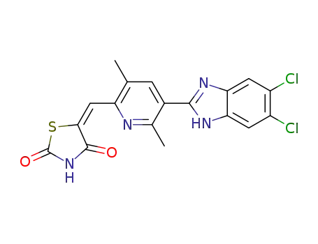 5,6-dichloro-2-[2,5-dimethyl-6-[(2,4-dioxothiazolidin-5-ylidene)methyl]pyridin-3-yl]benzimidazole