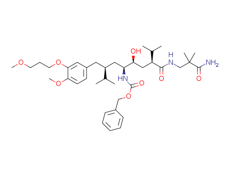 1236549-06-6,δN-Benzyloxycarbonyl Aliskiren,δN-Benzyloxycarbonyl Aliskiren;(αS,γS,δS,zS)-δ-(Benzyloxycarbonyl)aMino-N-(3-aMino-2,2-diMethyl-3-oxopropyl)-γ-hydroxy-4-Methoxy-3-(3-Methoxypropoxy)-α,z-bis(1-Methylethyl)benzeneoctanaMide;δN-Benzyloxycarbonyl Rasilez;δN-Benzyloxycarbonyl Tekturna