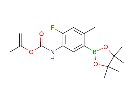 Molecular Structure of 1454682-73-5 (prop-1-en-2-yl 2-fluoro-4-methyl-5-(4,4,5,5-tetramethyl-1,3,2-dioxaborolan-2-yl)phenylcarbamate)