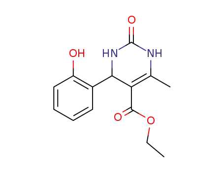Molecular Structure of 5948-68-5 (1,2,3,4-Tetrahydro-4-(2-hydroxyphenyl)-6-Methyl-2-oxo-5-pyriMidinecarboxylic acid ethyl ester)
