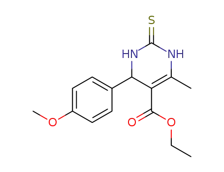 Molecular Structure of 113697-57-7 (ETHYL 4-(4-METHOXYPHENYL)-6-METHYL-2-THIOXO-1,2,3,4-TETRAHYDRO-5-PYRIMIDINECARBOXYLATE)