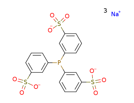 63995-70-0,Triphenylphosphine-3,3',3''-trisulfonic acid trisodium salt,Benzenesulfonicacid, 3,3',3''-phosphinidynetris-, trisodium salt (9CI);3,3',3''-Phosphinidynetris[benzenesulfonicacid] trisodium salt;TPPTS;Triphenylphosphine-m-trisulfonic acid trisodiumsalt;Tris(3-sulfophenyl)phosphine trisodium salt;Tris(m-sulfophenyl)phosphinetrisodium salt;Trisodium tris(3-sulfonatophenyl)phosphine;Trisodiumtris(m-sulfonatophenyl)phosphine;Trisodium tris(m-sulfophenyl)phosphine;Tri(m-sulfophenyl)phosphine, sodium salt;