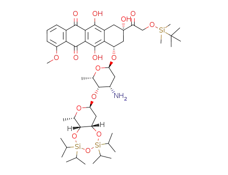7-[2-deoxy-3,4-tetraisopropyldisiloxyl-α-L-fucopyranosyl-(1→4)-3-amino-2,3-dideoxy-α-L-fucopyranoside]-14-O-tert-butyldimethylsilyl-doxorubicinone