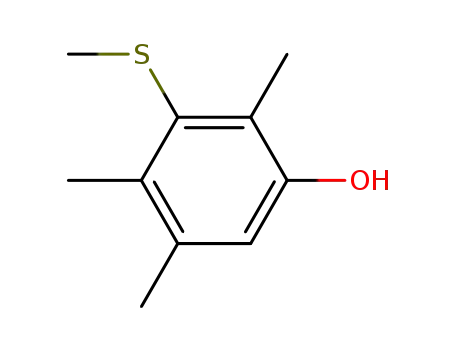 Molecular Structure of 89711-25-1 (Phenol, 2,4,5-trimethyl-3-(methylthio)-)