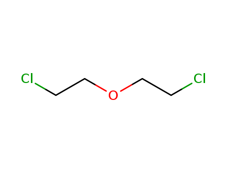 111-44-4,2,2'-Dichlorodiethyl ether,Ether,bis(2-chloroethyl) (8CI);1,1'-Oxybis[2-chloroethane];1,5-Dichloro-3-oxapentane;1-Chloro-2-(b-chloroethoxy)ethane;2-(2-Chloroethoxy)ethyl chloride;2-Chloroethyl ether;Bis(2-chloroethyl)ether;Bis(b-chloroethyl) ether;Chlorex;Di(b-Chloroethyl) ether;Di-2-chloroethyl ether;Diethylene glycol dichloride;Oxygenmustard;sym-Dichloroethyl ether;b,b'-Dichlorodiethyl ether;