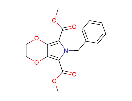 Molecular Structure of 169616-08-4 (6H-1,4-Dioxino[2,3-c]pyrrole-5,7-dicarboxylic acid,
2,3-dihydro-6-(phenylmethyl)-, dimethyl ester)
