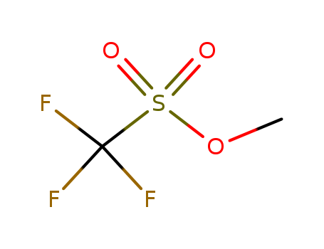 333-27-7,Methyl trifluoromethanesulfonate,Methanesulfonicacid, trifluoro-, methyl ester (6CI,7CI,8CI,9CI);Methyl triflate;NSC 270679;Trifluoromethanesulfonic acid methylester;