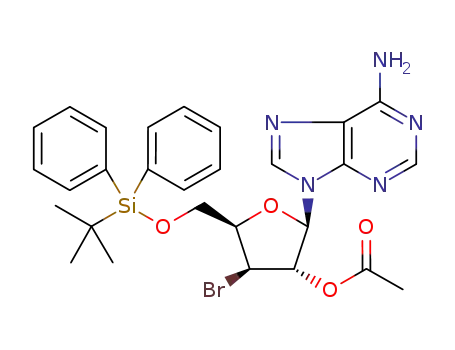 (2R,3S,4S,5R)-2-(6-amino-9H-purin-9-yl)-4-bromo-5-((tert-butyldiphenylsilyloxy)methyl)tetrahydrofuran-3-yl acetate