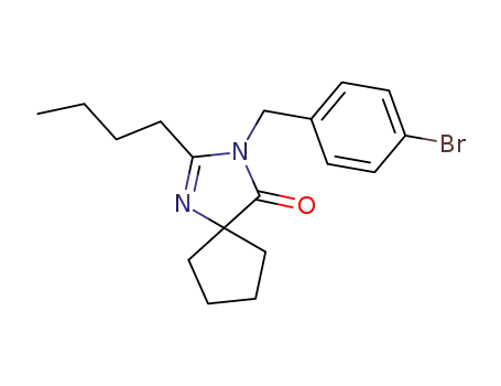 Molecular Structure of 731851-41-5 (1,3-Diazaspiro[4.4]non-1-en-4-one, 3-[(4-bromophenyl)methyl]-2-butyl-)