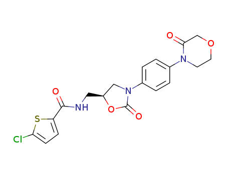 366789-02-8,Rivaroxaban,5-Chloro-N-[[(S)-3-(4-(3-oxomorpholin-4-yl)phenyl)-2-oxo-1,3-oxazolidin-5-yl]methyl]-thiophene-2-carboxamide;BAY 59-7939;Xarelto;