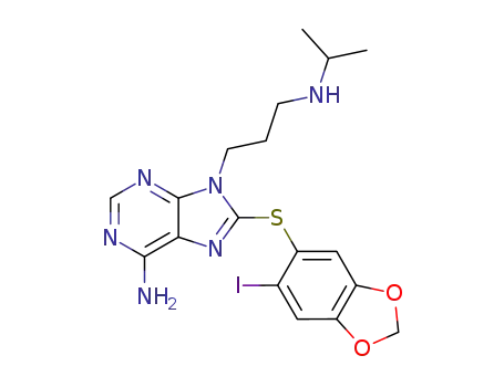 8-(6-iodo-benzo[1,3]dioxol-5-ylsulfanyl)-9-(3-isopropylamino-propyl)adenine