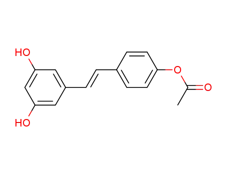 Molecular Structure of 411233-11-9 (ACETIC ACID 4-[2-(3,5-DIHYDROXY-PHENYL)-VINYL]-PHENYL ESTER)
