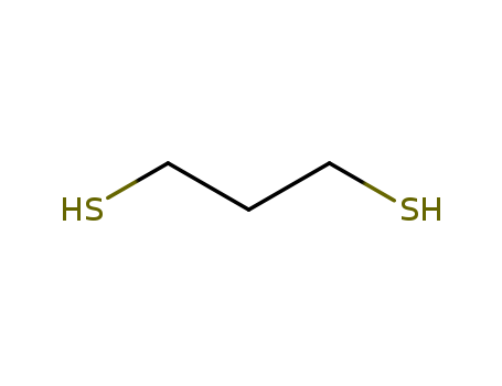 109-80-8,1,3-Dimercaptopropane,1,3-Dithiolpropane;1,3-Propanedimercaptan;1,3-Trimethylenedithiol;3-Mercaptopropanethiol;Dithiotrimethyleneglycol;Trimethylene dimercaptan;Trimethylenedithioglycol;Trimethylenedithiol;1,3-Propanedithiol;