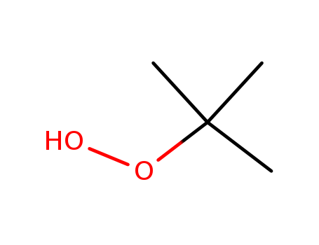 75-91-2,tert-Butyl hydroperoxide,DE 488;terc. Butylhydroperoxid [Czech];Slimicide;TBHP;Tert butyl Hydroperoxide;Trigonox A-W 70;Perbutyl H 69;Slimicide DE-488;Perbutyl H;Perbutyl H 69T;tert-Butyl hydroperoxide (8CI);Hydroperoxyde de butyle tertiaire [French];TBHP-70;4-01-00-01616 (Beilstein Handbook Reference);2-hydroperoxy-2-methyl-propane;Hydroperoxide, tert-butyl;Kayabutyl H;Trigonox A-75 [Czech];Perbutyl H 80;Cadox TBH;Trigonox A-W70;tert-Butyl-hydroperoxide solution;1,1-Dimethylethylhydroperoxide;Trigonox a-75;1,1-Dimethylethyl hydroperoxide;Tertiary butyl hydroperoxide;Hydroperoxide,1,1-dimethylethyl;Terc. butylhydroperoxid;terc.Butylhydroperoxid [Czech];Hydroperoxide, 1,1-dimethylethyl (9CI);t-Butylhydroperoxide;Ter-Butyl Hydroperoxide;Initiator A TBHP;