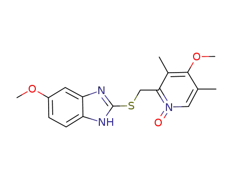 Molecular Structure of 142885-92-5 (5-Methoxy-2-[[(4-Methoxy-3,5-diMethyl-2-pyridinyl)Methyl]thio]-1H-benziMidazole N-Oxide)