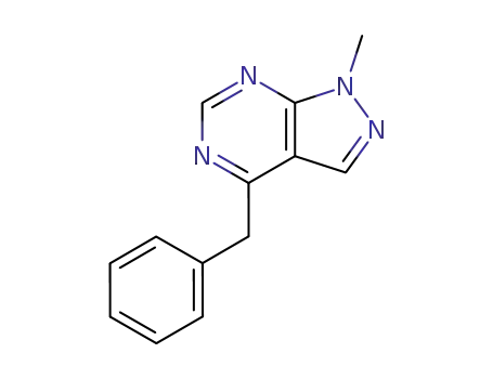 Molecular Structure of 53645-66-2 (1H-Pyrazolo[3,4-d]pyrimidine, 1-methyl-4-(phenylmethyl)-)