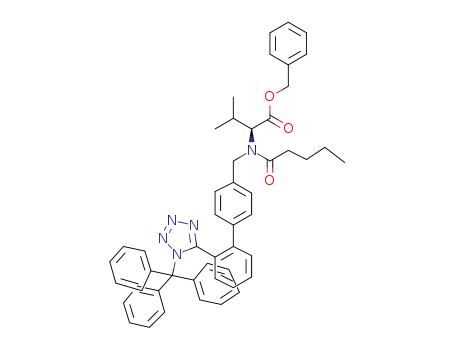 Molecular Structure of 137864-44-9 (L-Valine,
N-(1-oxopentyl)-N-[[2'-[1-(triphenylmethyl)-1H-tetrazol-5-yl][1,1'-biphenyl
]-4-yl]methyl]-, phenylmethyl ester)