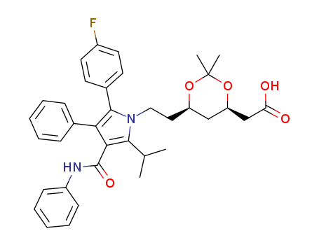 2-((4R,6R)-6-(2-(2-(4-fluorophenyl)-5-isopropyl-3-phenyl- 4-(phenylcarbamoyl)-1H-pyrrol-1-yl)ethyl)-2,2-dimethyl-1,3- dioxan-4-yl)acetic acid