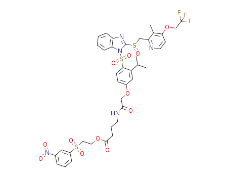 4-[2-(3-isopropyl-4-{-2-[3-methyl-4-(2,2,2-trifluoro-ethoxy)-pyridin-2-ylmethanesulfinyl]-benzimidazole-1-sulfonyl}phenoxy)acetylamino]butyric acid 2-(3-nitrobenzenesulfonyl)ethyl ester