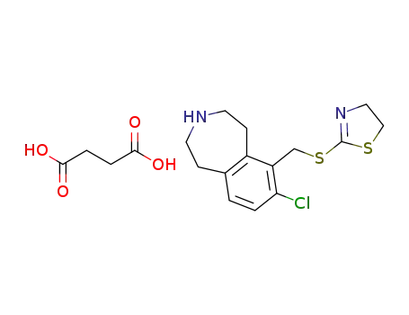 7-chloro-6-(4,5-dihydro-thiazol-2-ylthiomethyl)-2,3,4,5-tetrahydro-1H-benzo[d]azepine succinate