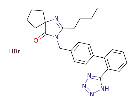 2-n-butyl-3-[[2'-(1H-tetrazol-5-yl)biphenyl-4-yl]methyl]-1,3-diazaspiro[4.4]non-1-en-4-one hydrobromide