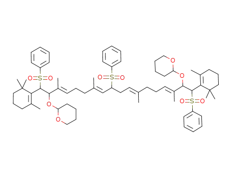 1,9,18-tris(benzenesulfonyl)-3,7,12,16-tetramethyl-1,18-bis(2,6,6-trimethyl-1-cyclohexen-1-yl)-3,7,11,15-octadecatetraene-2,17-diol, bis(tetrahydropyranyl) ether