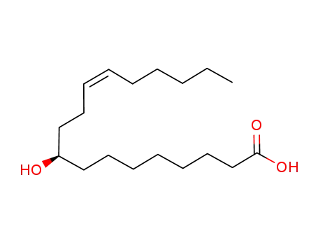 Molecular Structure of 73891-08-4 ((12Z)-9-Hydroxy-12-octadecenoic acid)