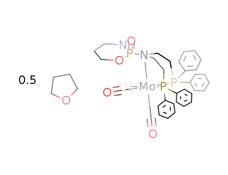 ((+/-)-2-{N,N-bis(2-diphenylphosphinoethyl)amino}-tetrahydro-2H-1,3,2-oxazaphosphorin-2-oxide-P,P',N)-{tricarbonylmolybdenum(0)}*0.5THF