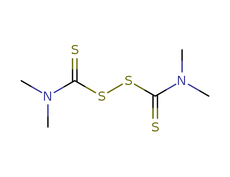 137-26-8,Tetramethylthiuram Disulfide,Rubber Accelerator;Thioperoxydicarbonicdiamide ([(H2N)C(S)]2S2), N,N,N',N'-tetramethyl-;Disulfide,bis(dimethylthiocarbamoyl) (8CI);AApirol;Aatiram;Accel TMT;Accel TT;Accelerator Thiuram;Anles;Arasan 50 red;Arasan 70-S Red;Arasan M;Cunitex;Fernide;NSC 49512;Orac TMTD;Oricel TT;Rhenogran TMTD;Robac TMT;SQ 1489;Sadoplon 75;Tersan;Thiram 75;Thiram 80;Thiulin;Thiuram MDP;Thiuram disulfide, tetramethyl-;Thiuramyl;Tirama;Tiuramyl;Tripomol;Tuads;Tutan;Rubber Accelerator TMTD (TT);