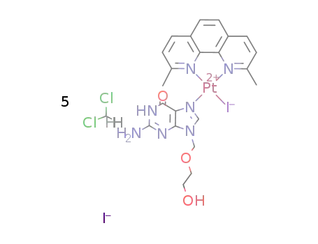 [(9-(2-hydroxyethoxymethyl)-guanine)(2,9-dimethyl-1,10-phenantroline)PtI)I*5CH2Cl2