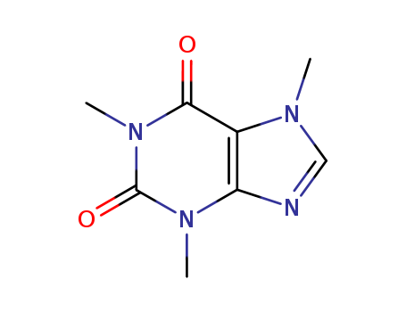 58-08-2,Caffeine,1H-Purine-2,6-dione,3,7-dihydro-1,3,7-trimethyl-;1,3,7-Trimethyl-2,6-dioxopurine;1,3,7-Trimethylxanthine;3,7-Dihydro-1,3,7-trimethyl-1H-purine-2,6-dione;7-Methyltheophylline;Alert-Pep;Asia migrine;DHCplus;Durvitan;Guaranine;Koffein;Mateina;Methyltheobromine;Midron extra;Miudol;Phensal;Refresh'n;SK 65 Compound;Shape Plus;StayAlert;Theine;