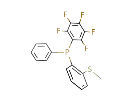 Molecular Structure of 486403-20-7 (Phosphine, [2-(methylthio)phenyl](pentafluorophenyl)phenyl-)
