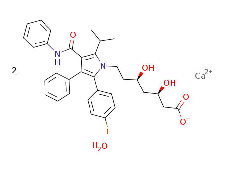 [R-(R*,R*)]-2-(4-fluorophenyl)-β,δ-dihydroxy-5-(1-methylethyl)-3-phenyl-4-[(phenylamino)carbonyl]-1H-pyrrole-1-heptanoic acid hemicalcium salt monohydrate