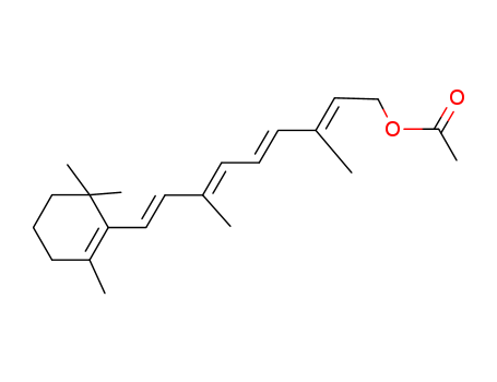 127-47-9,Retinyl acetate,Retinol,acetate, all-trans- (8CI);Myvak;Myvax;Vitamin A acetate;Vitamin A1 acetate;all-trans-Retinol acetate;all-trans-Retinyl acetate;all-trans-Vitamin Aacetate;trans-Retinol acetate;trans-Retinyl acetate;
