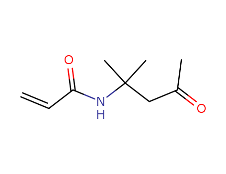 2873-97-4,Diacetone acrylamide,2-Propenamide, N,N-bis(2-oxopropyl)-;Acrylamide, N- (1,1-dimethyl-3-oxobutyl)-;Diacetoneacrylamide (DAAM);N-(1, 1-Dimethyl-3-oxobutyl)acrylamide;N-(1, 1-Dimethyl-3-oxobutyl)-2-propenamide;N-(2-(2-Methyl-4-oxopentyl))acrylamide;2-Propenamide,N-(1,1-dimethyl-3-oxobutyl)-;Acrylamide, N, N-diacetonyl-;DAAM (DiAcetone Acrylamide);Diacetone Acrylamide (DAAM);Diacetone acrylamide;2-Propenamide, N- (1,1-dimethyl-3-oxobutyl)-;