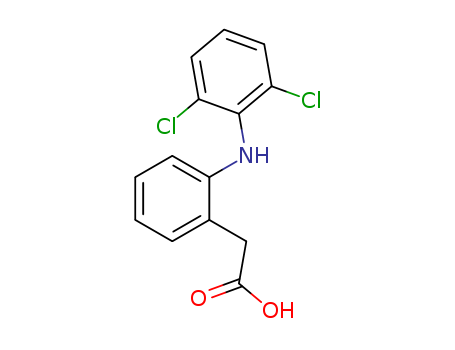15307-86-5,1-(2,6-Dichlorophenyl)-2-indolinone,Aceticacid, [o-(2,6-dichloroanilino)phenyl]- (8CI);Diclac;Diclofenac acid;Diclofenamic acid;Diclomelan;Dicloreuma;N-(2,6-Dichlorophenyl)-o-aminophenylacetic acid;Pennsaid;Voltaflan;[o-(2,6-Dichloroanilino)phenyl]acetic acid;
