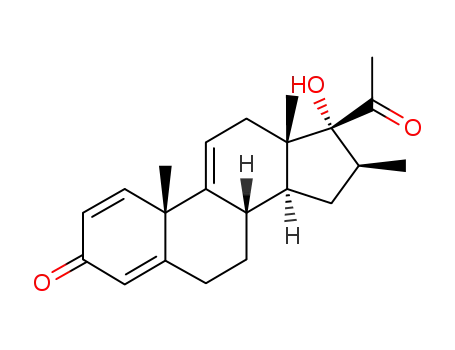 Molecular Structure of 14135-32-1 (16-Methylpregna-1,4,9(11)-trien-17-ol-3,20-dione)