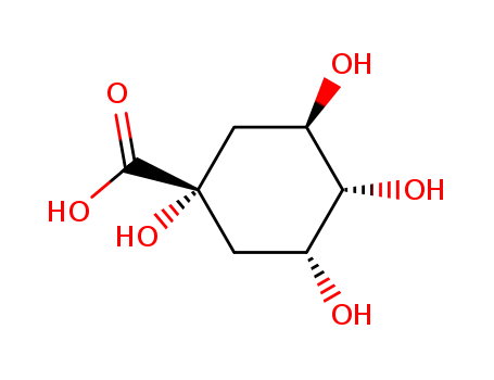77-95-2,Quinic acid,Cyclohexanecarboxylicacid, 1,3,4,5-tetrahydroxy-, (-)- (8CI);Cyclohexanecarboxylic acid, 1,3,4,5-tetrahydroxy-,[1R-(1a,3a,4a,5b)]-;(-)-Quinic acid;D-(-)-Quinic acid;D-Quinic acid;Quinic acid, (-)-;