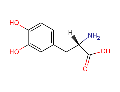 59-92-7,Levodopa,Syndopa;(-)-3-(3,4-Dihydroxyphenyl)-L-alanine;L-(o-Dihydroxyphenyl)alanine;Bendopa;Dopaston;Dopar (TN);Deadopa;Prodopa;.Beta.-(3,4-Dihydroxyphenyl)-L-alanine;Brocadopa;3-Hydroxy-L-tyrosine;Dopasol;3, 4-Dihydroxy-L-phenylalanine;Pardopa;Maipedopa;L-3,4-Dihydrophenylalanine;3-(3,4-Dithydroxyphenyl)-L-alanine;Dopal-Fher;L-o-Hydroxytyrosine;Component of Sinemet;Larodopa;Alanine, 3-(3, 4-dihydroxyphenyl)-, (-)-;Dopaflex;Levopa;L-dopa;L-.Beta.-(3,4-Dihydroxyphenyl)alanine;3,4-Dihydroxy-L-phenylalanine;Insulamina;L(-)-Dopa;Eldopal;L-Tyrosine,3-hydroxy-;Eldopar;Alanine, 3-(3,4-dihydroxyphenyl)-;Dopaston SE;Helfo-Dopa;Dopalina;L-DOPA  LEVODOPA;