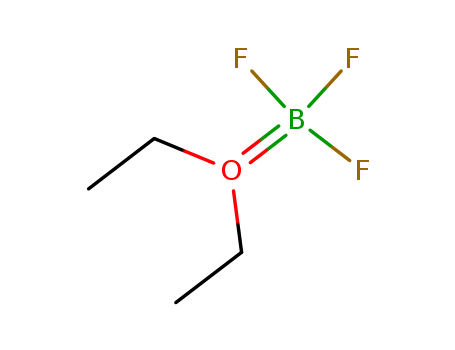 109-63-7,Boron trifluoride etherate,(Diethylether)trifluoroboron;Boron fluoride diethyl ether complex;Boron fluoridediethyl etherate;Boron fluoride etherate;Boron fluoride monoetherate;Boronfluoride-diethyl ether compound;Boron fluoride-ethyl ether complex;Boronfluoride-ethyl etherate;Boron trifluoride etherate(1:1);Boron trifluoride ethyl etherate (1:1);Boron trifluoride monoetherate;Boron trifluoride-diethyl ether (1:1);Boron trifluoride-diethyl ether 1:1complex;Boron trifluoride-diethyl ether complex;Boron trifluoride-diethylether complex (1:1);Trifluoroborane diethyl etherate;Trifluoro[1,1'-oxybis[ethane]]boron;Trifluoro(diethyl ether)boron;Ethylether-boron trifluoride complex;Boron trifluoride-diethyl etherate;Borontrifluoride-ether complex;Boron trifluoride-ethyl ether;Borontrifluoride-ethyl ether (1:1);Boron trifluoride-ethyl ether complex;Borontrifluoride-ethyl etherate;Diethyl ether compound with boron trifluoride;Diethylether trifluoroborane complex;Diethyl ether-trifluoroborane (1:1);Trifluoroboron etherate;Trifluoroborane-1,1'-oxybis[ethane] (1:1);Trifluoroboron-diethyl ether (1:1);(Diethyl ether)trifluoroborane;
