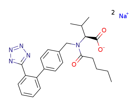 (S)-N-(1-carboxy-2-methyl-prop-1-yl)-N-pentanoyl-N-[2'-(1H-tetrazol-5-yl)-biphenyl-4-ylmethyl]-amine disodium salt