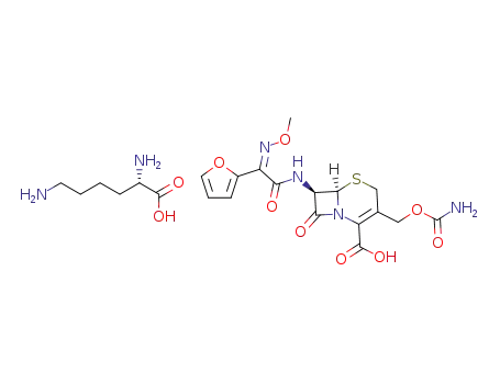 (6R,7R)-7-[2-furanyl(methoxyimino)acetamido]-3-carbamoyloxymethyl-8-oxo-5-thia-1-azabicyclo[4.2.0]oct-2-ene-2-carboxylic acid 2,6-diaminocaproic acid