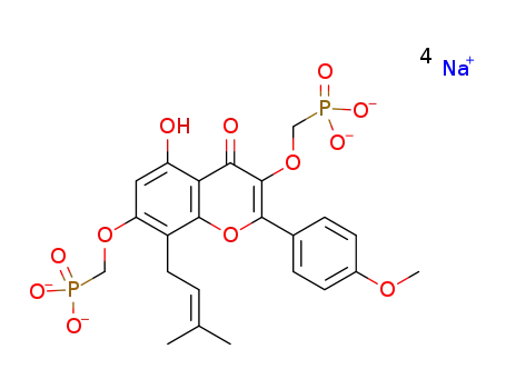 (((5-hydroxy-2-(4-methoxyphenyl)-8-(3-methylbut-2-ene-1-yl)oxo-4Η-chromene-3,7-diyl)bis(oxy))bis(methylene))bisphosphonate sodium